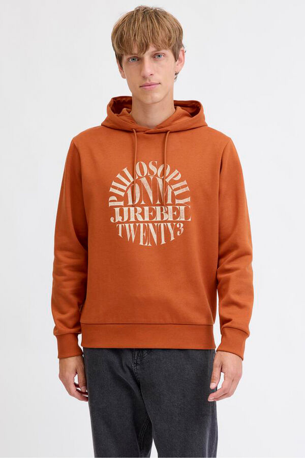JJ REBEL Sudadera con capucha y estampado frontal naranja