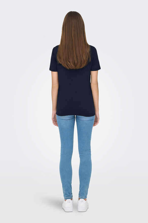 JDY Camiseta manga corta encaje azul