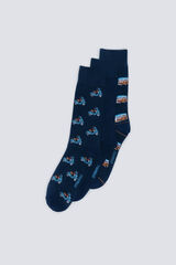 Springfield Pack 3 calcetines rayas y vespas verde
