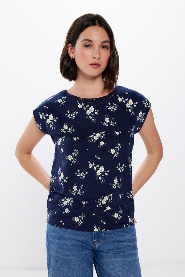 Springfield Camiseta Estampada Lace Entredos azul