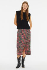 System Action Falda midi estampado geom&eacute;trico botones laterales blanco