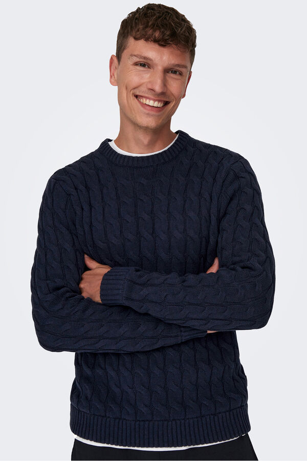 Only & Sons Camisola de gola redonda azul