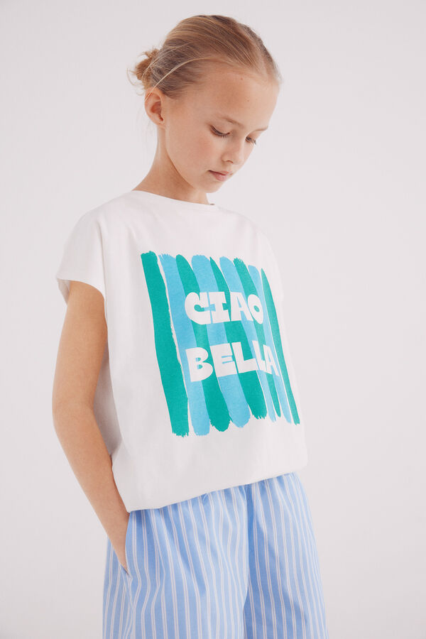 Springfield Kids Camiseta feminina Ciao Bella branco