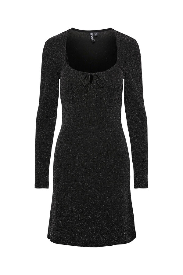 Pieces Vestido curto com fibras met&aacute;licas preto