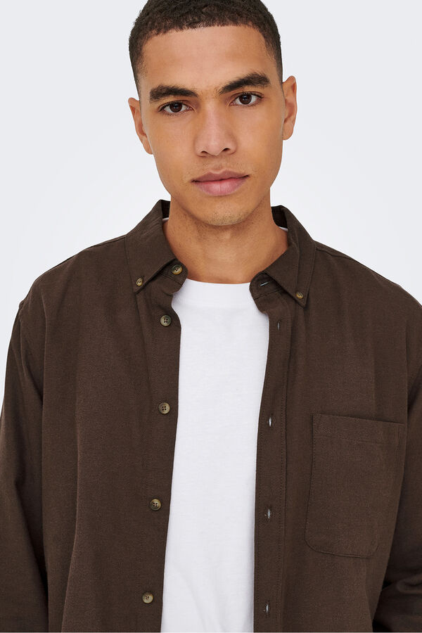 Only & Sons Camisa de manga comprida castanho