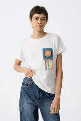 Tiffosi Camiseta con bolsillo de crochet blanco