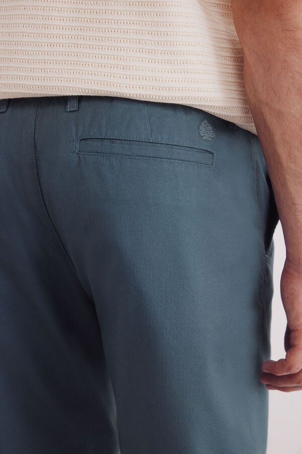 Springfield Bermuda piqu&eacute; riscas conforto slim fit azul