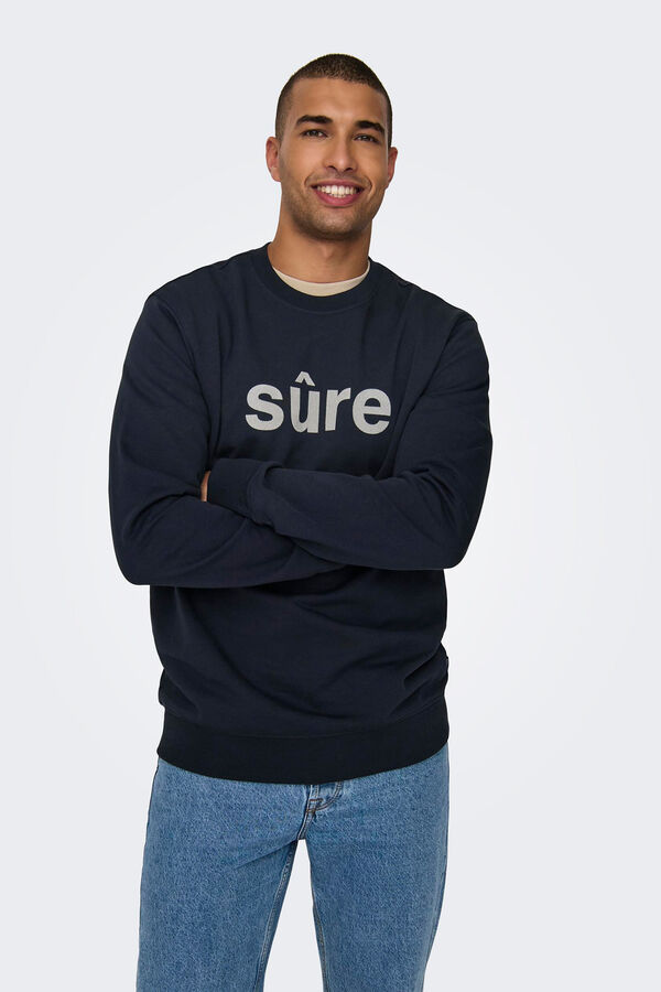 Only & Sons Sweatshirt b&aacute;sica com corte padr&atilde;o preto
