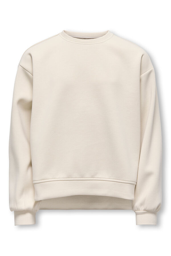 Only Girls Sweatshirt com gola redonda bege