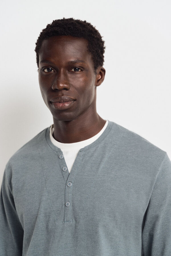 Springfield Camiseta manga larga cuello panadero rayas azul