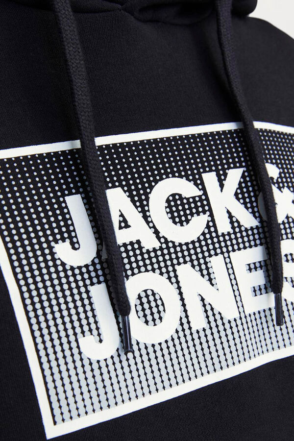 Jack & Jones Sweatshirt com capuz padr&atilde;o preto