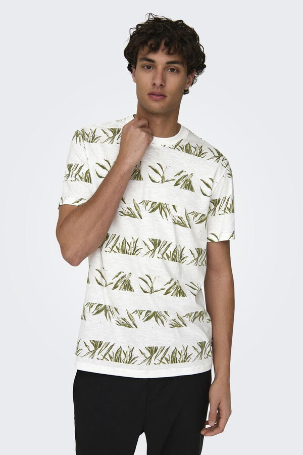 Only & Sons T-shirt estampagem palmeiras branco