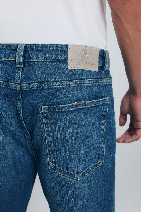 Springfield Vaquero lavado oscuro sobretintando straight fit turquesa