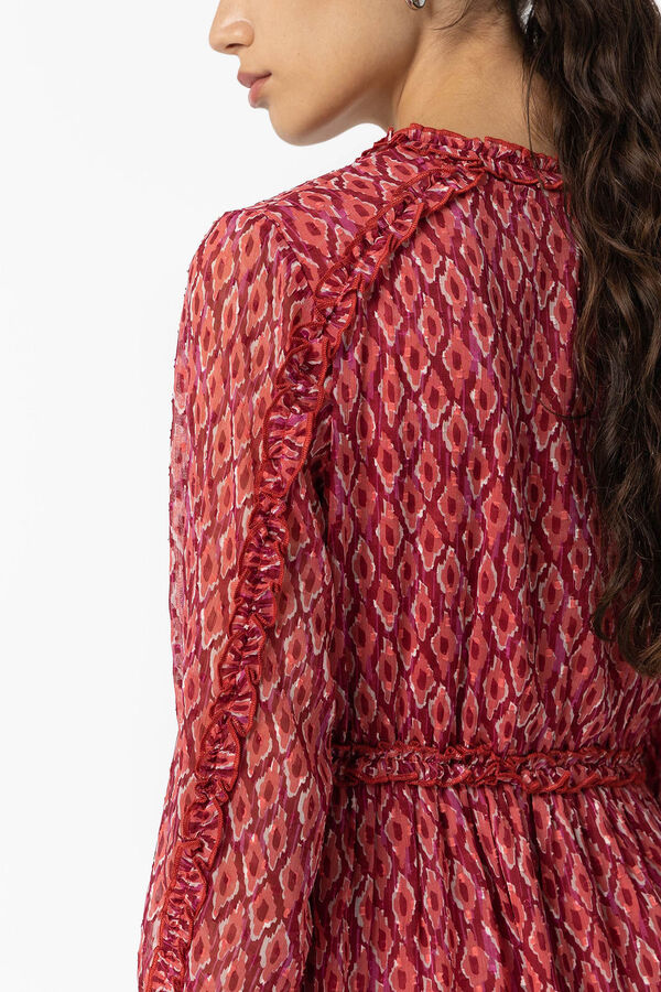 Tiffosi Vestido Estampado Plumeti rojo