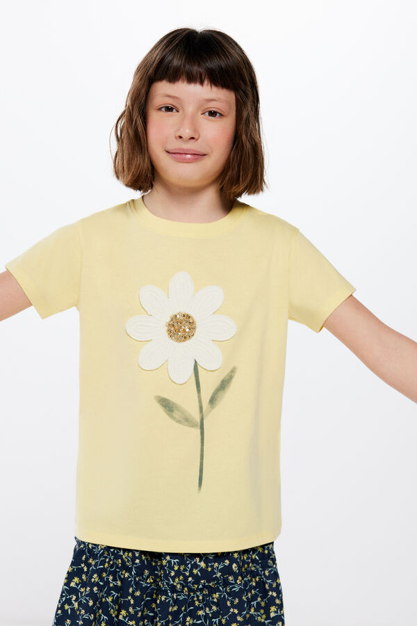 Springfield Kids Camiseta margaritas crochet ni&ntilde;a amarillo