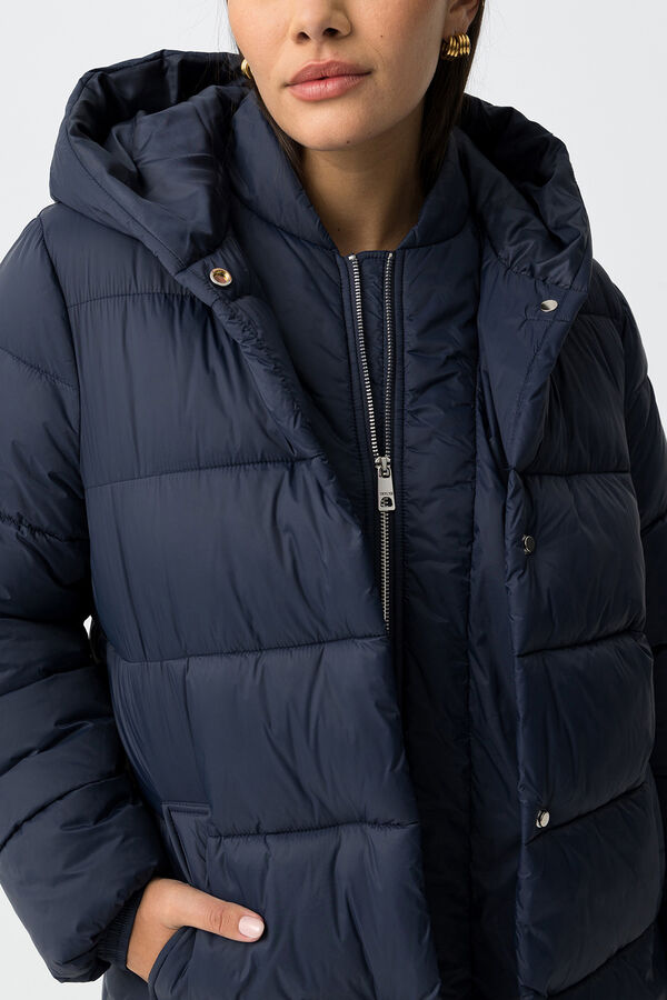 Tiffosi Sobretudo longo de nylon acolchoado azul