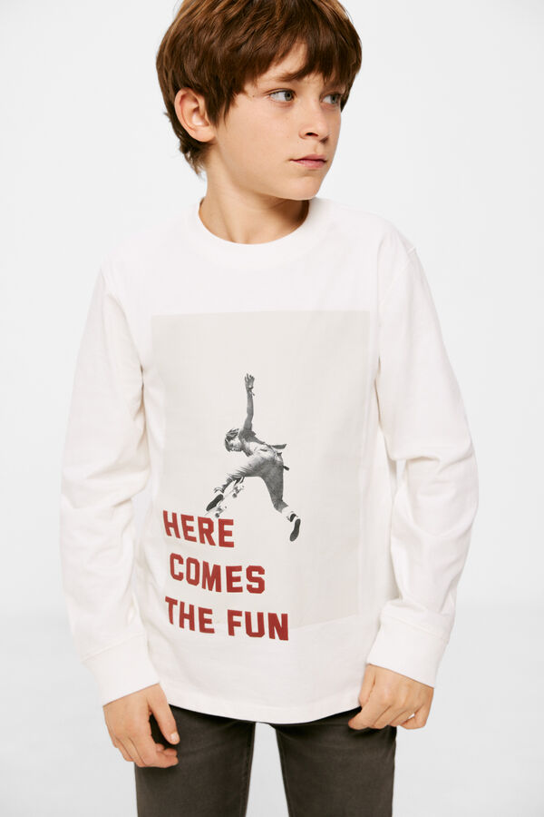 Springfield Kids T-shirt grossa "here comes the fun" menino bege