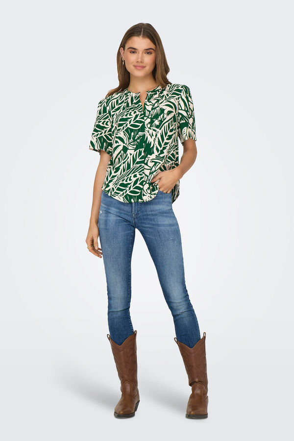 JDY Top estampado decote bico verde