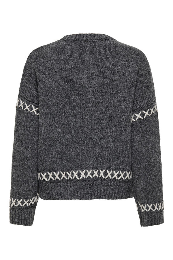 Only Costura contrastante em camisola cinzento