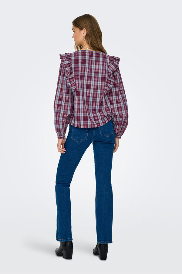 JDY Blusa manga larga volantes morado/lila