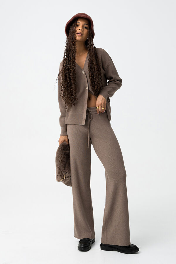 Tiffosi Pantalones Rectos de Punto Canal&eacute; marr&oacute;n