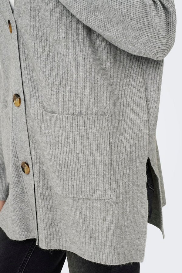 Only C&aacute;rdigan midi con bolsillos gris