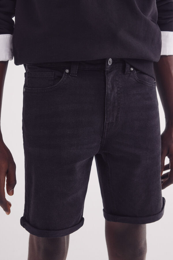 Springfield Bermuda vaquera b&aacute;sica negra slim fit negro