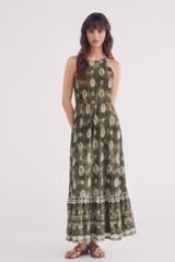 Springfield Vestido midi estampado hojas verde