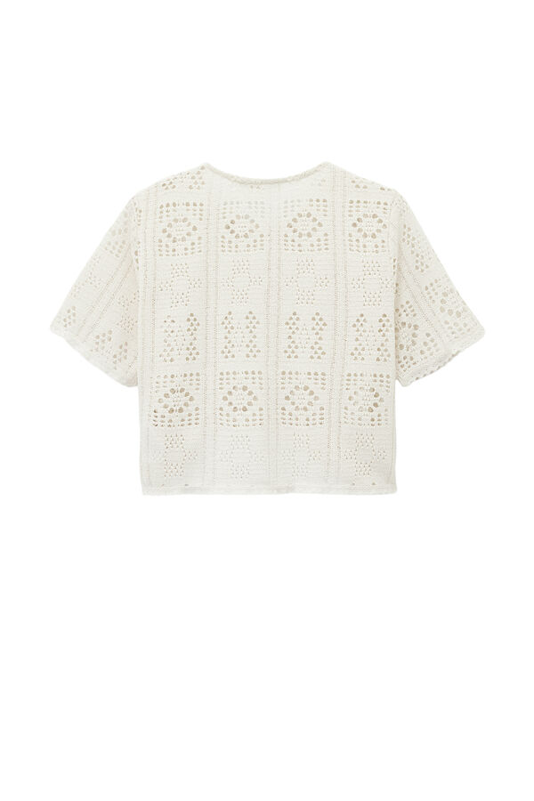 Koton T-shirt curta de crochet castanho