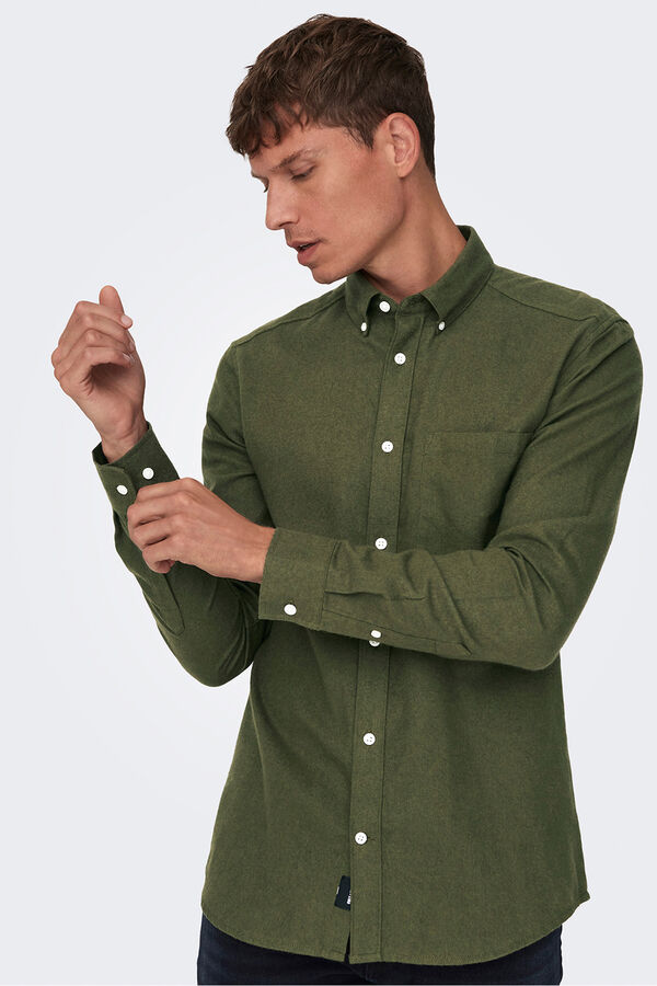 Only & Sons Camisa manga larga verde