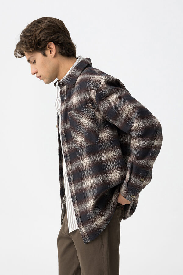 Tiffosi Sobrecamisa Oversized de Franela azul