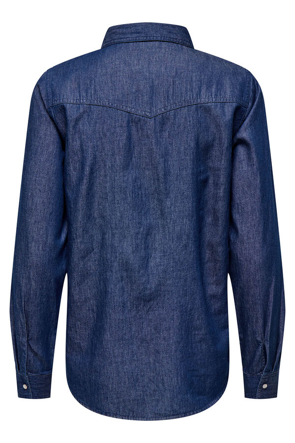 JDY Camisa vaquera de manga larga azul