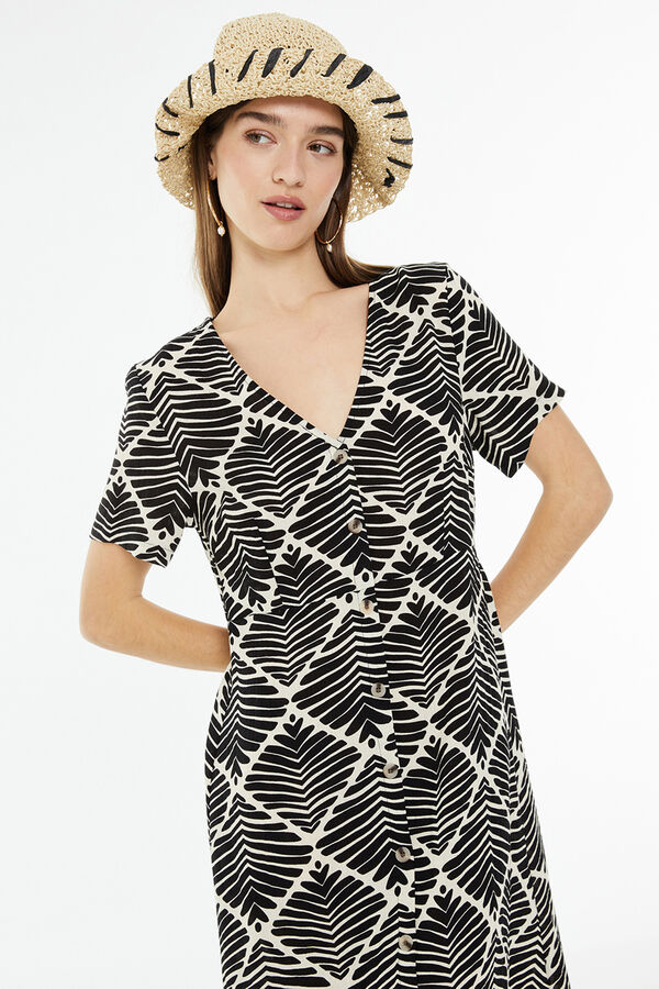 System Action Vestido midi estampado geom&eacute;trico preto