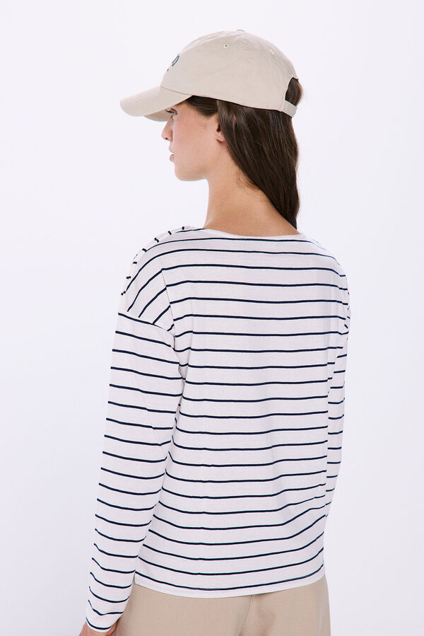 Springfield Camiseta cuello barca botones beige