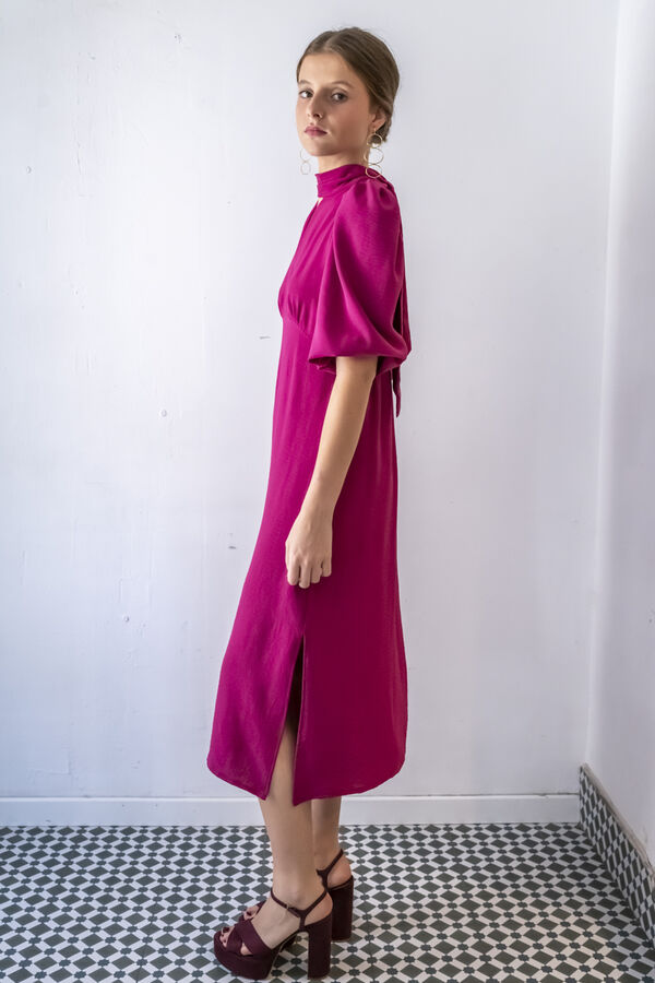 Cul Sac Vestido midi franzido vermelho