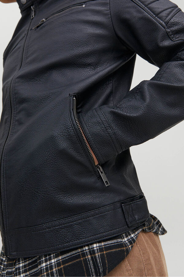 Jack & Jones Cazadora biker efecto piel negro