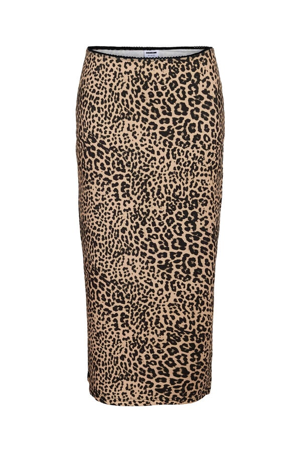Noisy May Falda midi leopardo cinturilla tostado