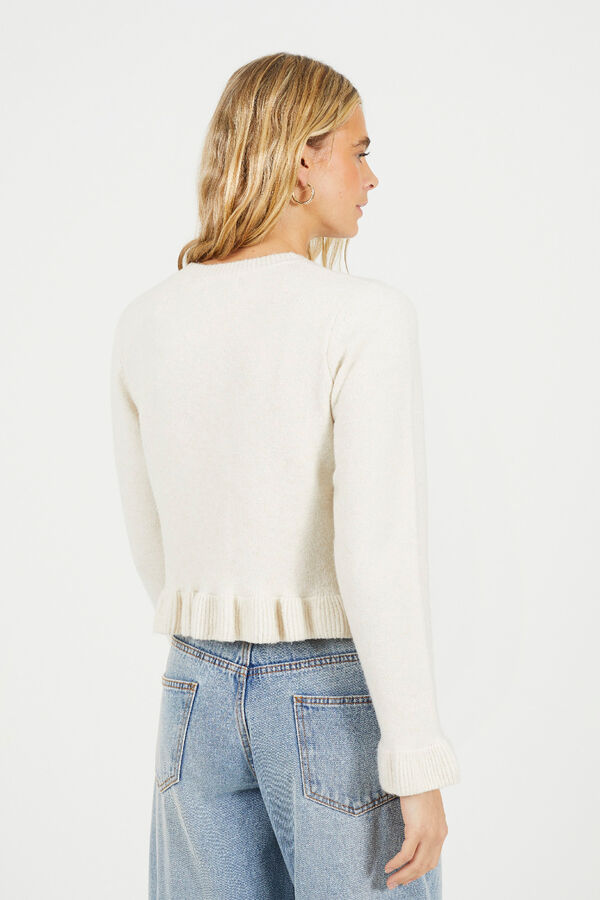 Brave Soul Cardigan de malha com babados bege