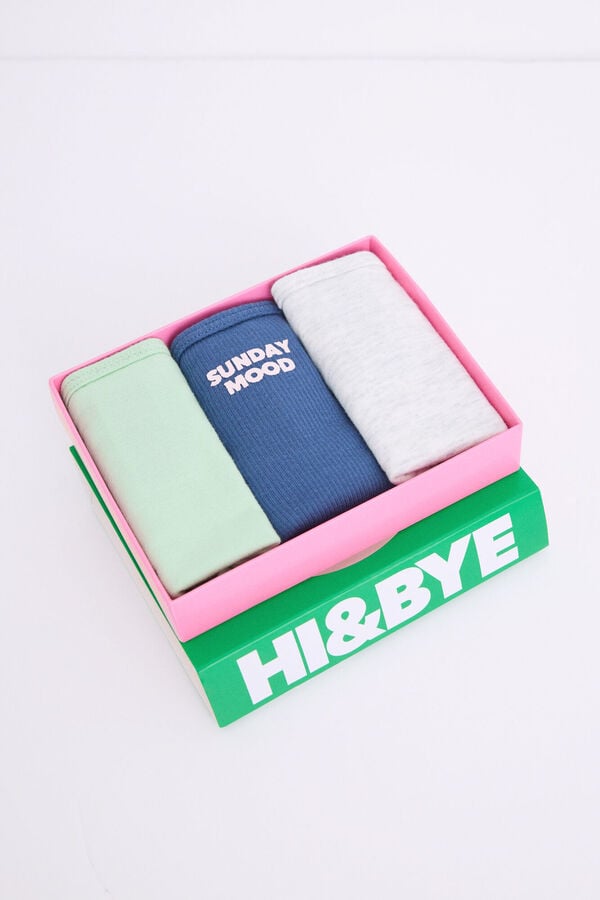 HI&BYE Pack 3 bragas brasile&ntilde;as verde, azul, gris blanco