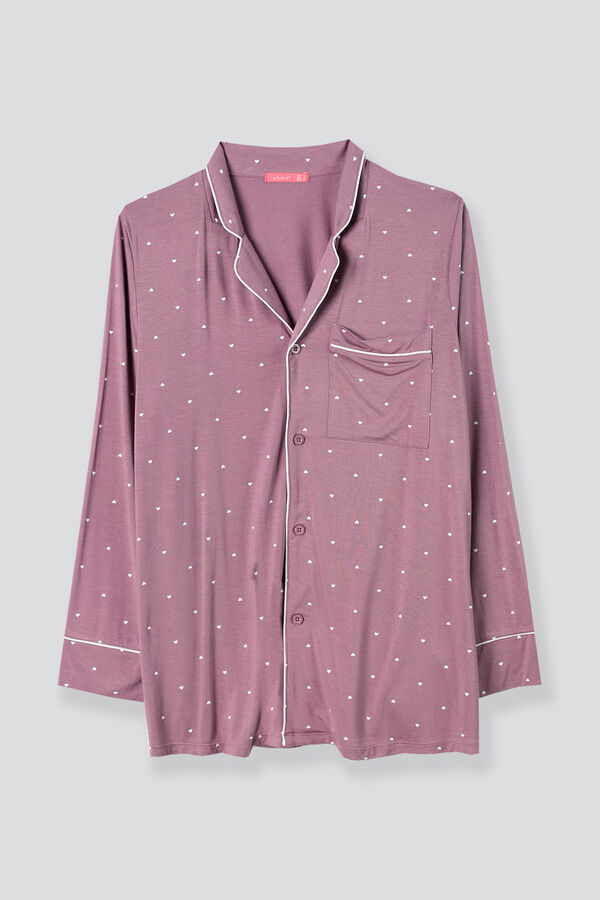 Ohma! Pack pijama con corazones premamá burdeos