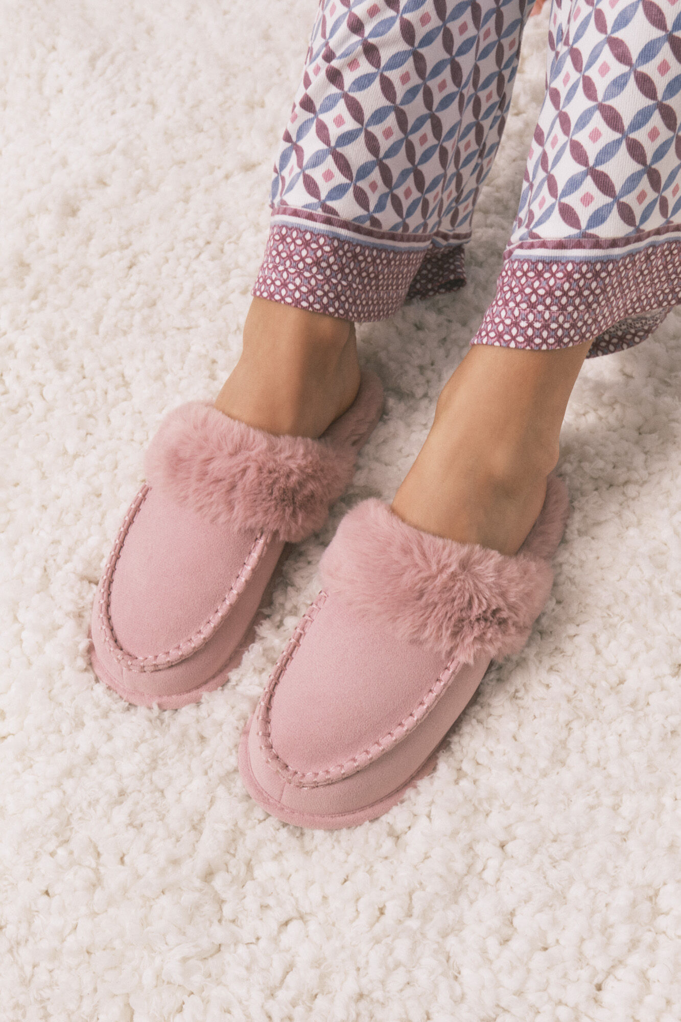 Women'secret Zapatillas casa pelo sint&eacute;tico rosa