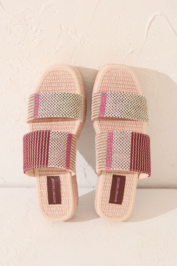 Women'secret Sand&aacute;lias plataforma de r&aacute;fia multicoloridas branco