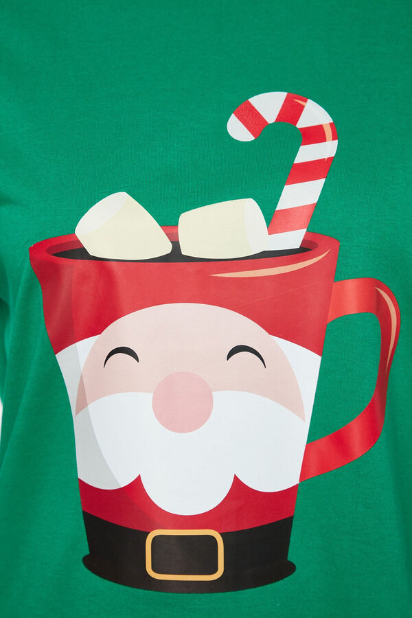 Trendyol Conjunto pijama cuadros Navidad Pap&aacute; No&eacute;l verde