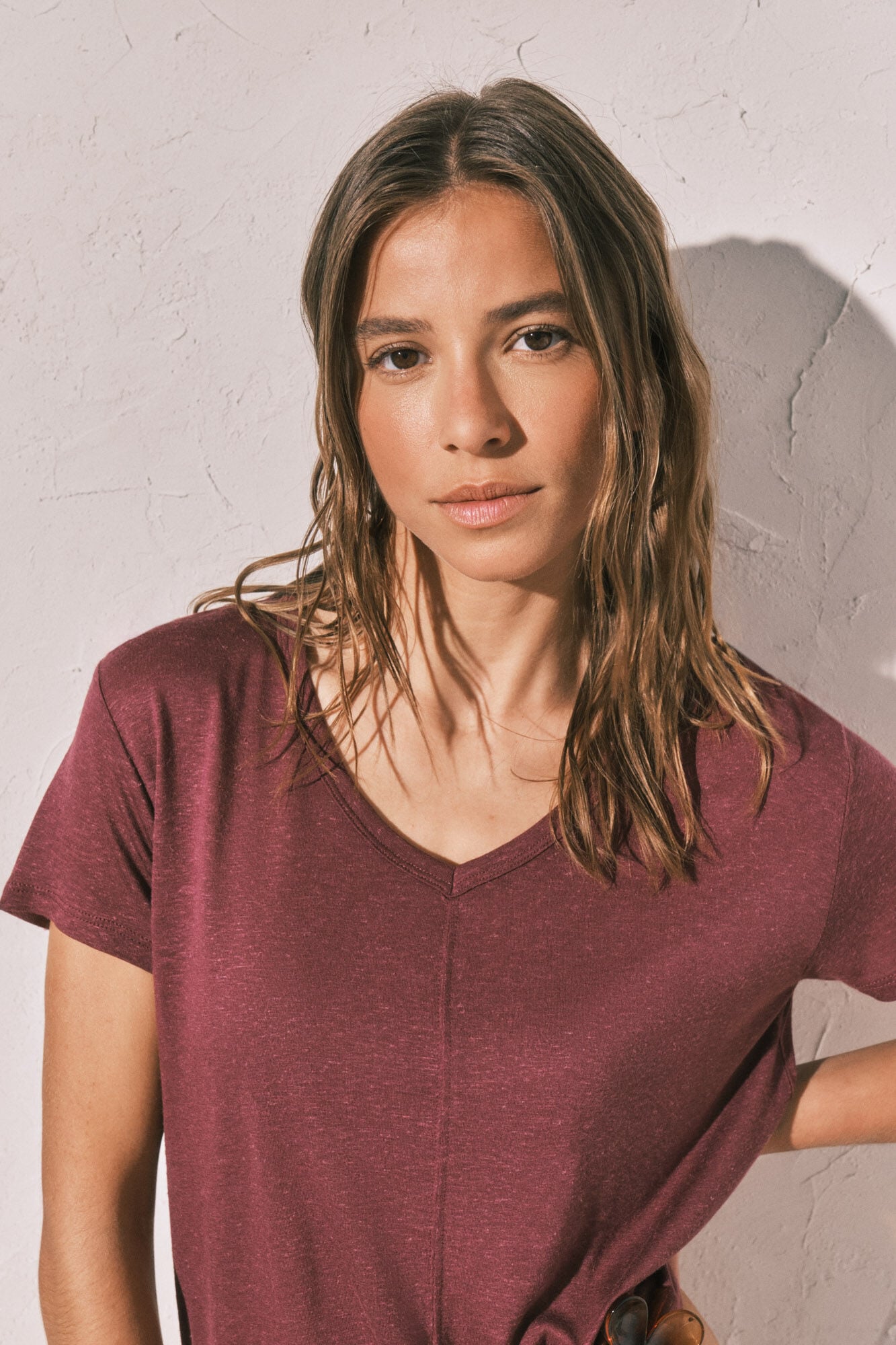 Women'secret T-shirt de manga curta em linho e viscose gren&aacute;