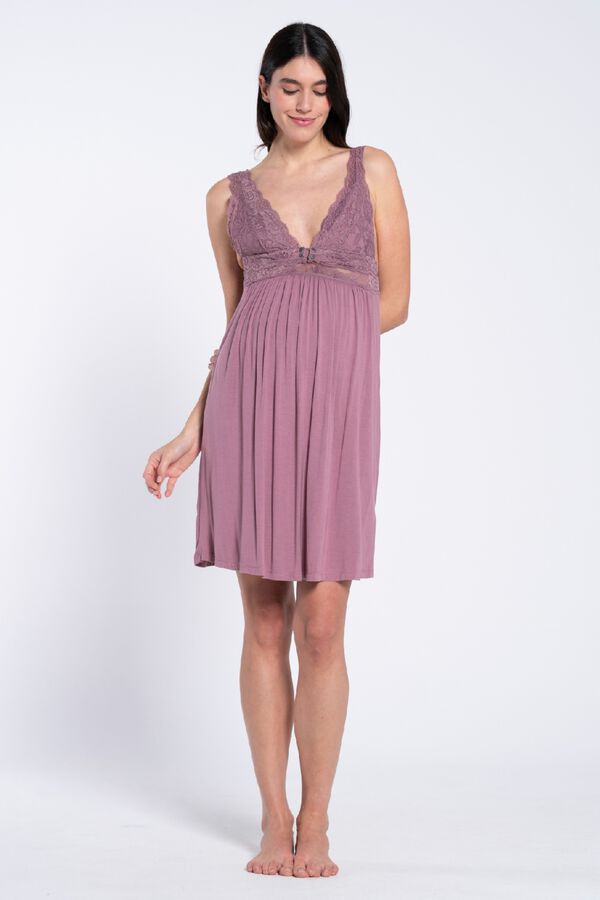 Ohma! Camis&oacute;n lencero con encaje&nbsp;premam&aacute; morado/lila