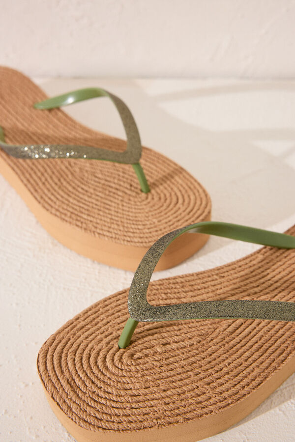 Women'secret Chanclas plataforma efecto rafia  nude