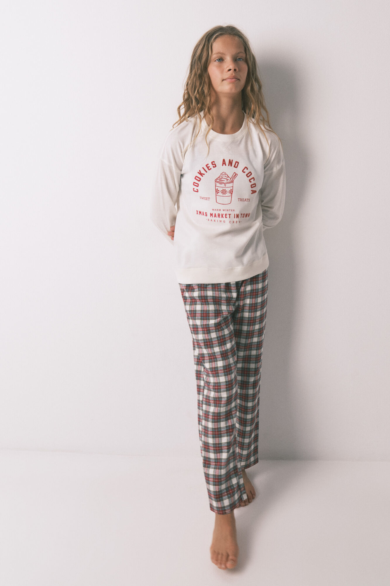 Women'secret Pijama infantil largo 100% algod&oacute;n cuadros