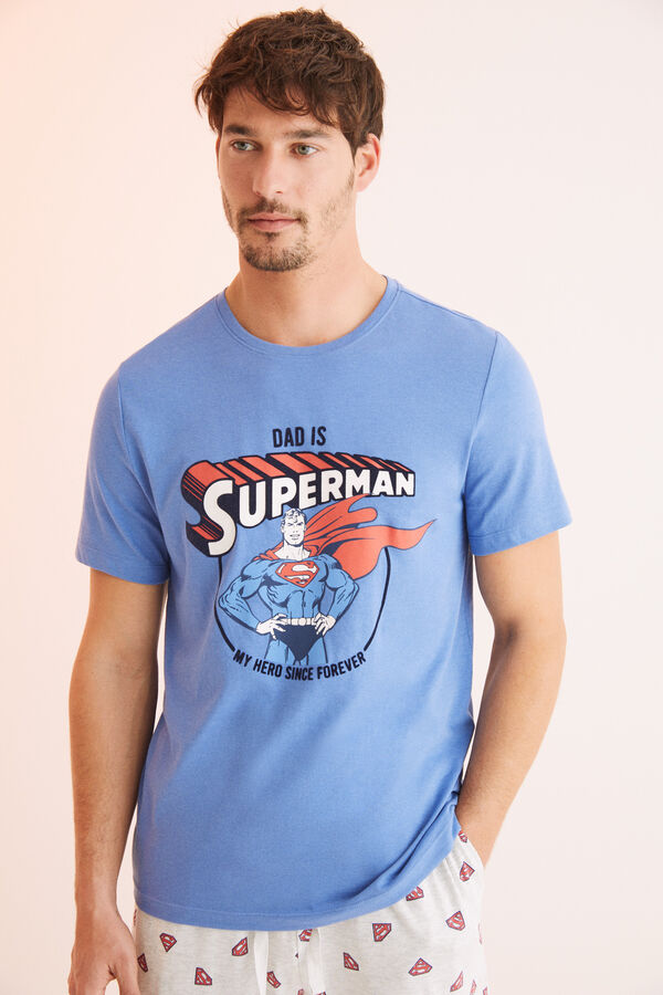 Womensecret Pijama largo hombre algodón Superman gris