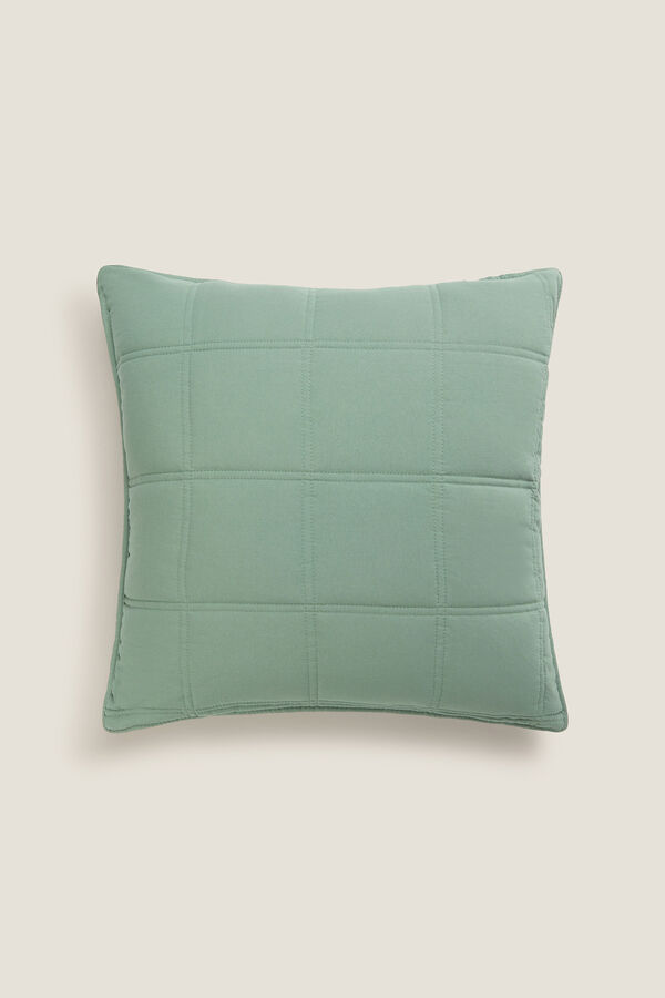 Textura Funda coj&iacute;n microfibra cuadros verde