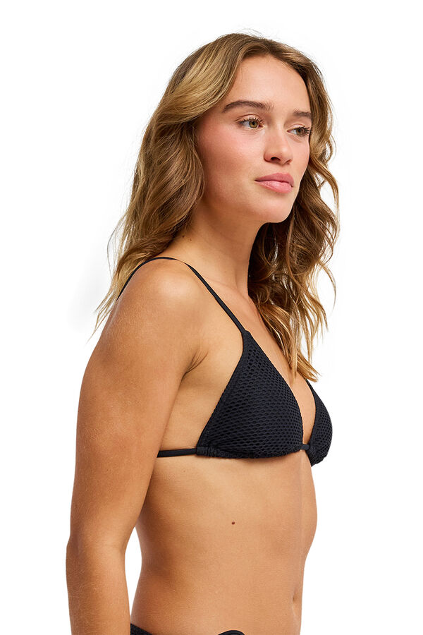 Roxy Top de biqu&iacute;ni triangular com relevo preto